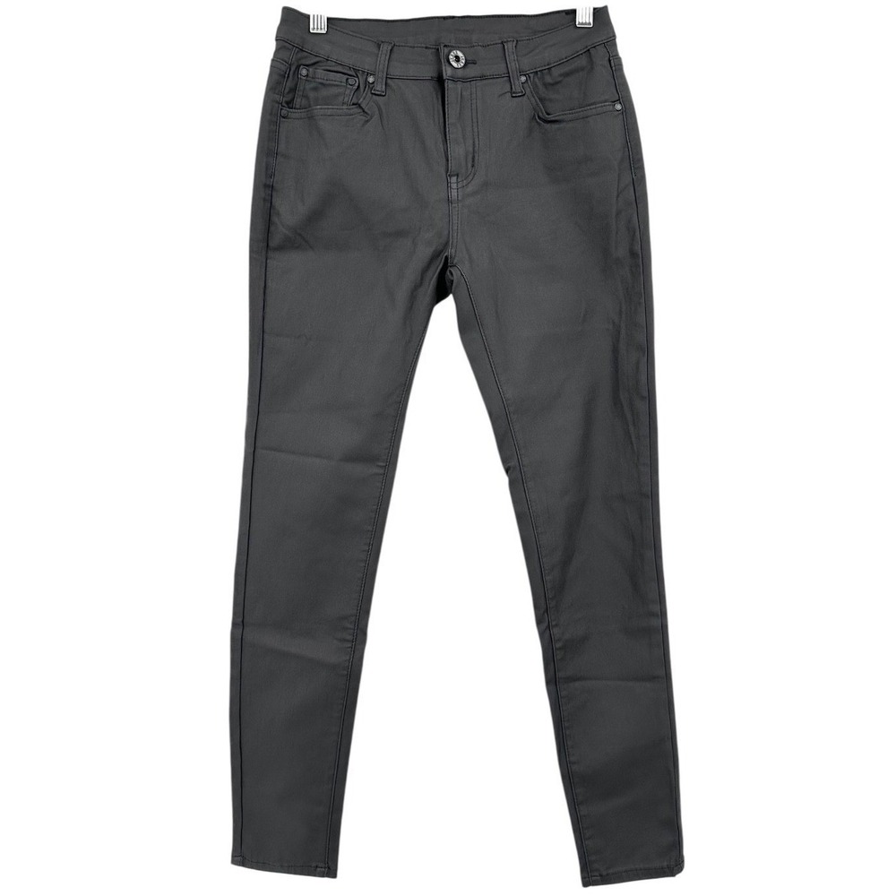 CAPO Coated Denim Jeans Black Italian Slim Stretch 5-Pocket Women's Large NWT